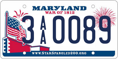 MD license plate 3AA0089