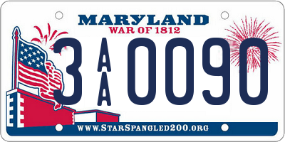 MD license plate 3AA0090