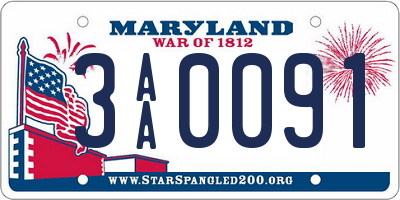 MD license plate 3AA0091