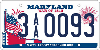 MD license plate 3AA0093