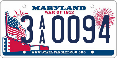 MD license plate 3AA0094