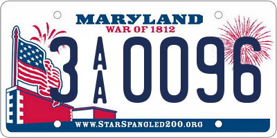 MD license plate 3AA0096