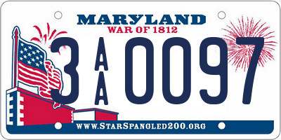 MD license plate 3AA0097