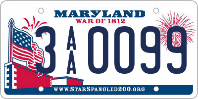 MD license plate 3AA0099