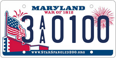 MD license plate 3AA0100