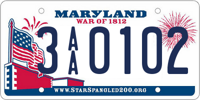 MD license plate 3AA0102