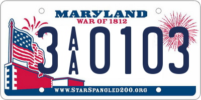 MD license plate 3AA0103