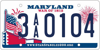 MD license plate 3AA0104