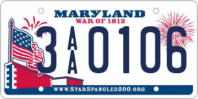 MD license plate 3AA0106