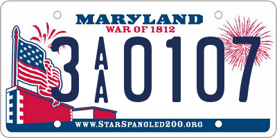 MD license plate 3AA0107