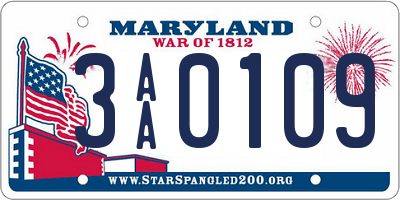 MD license plate 3AA0109