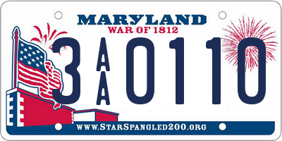 MD license plate 3AA0110