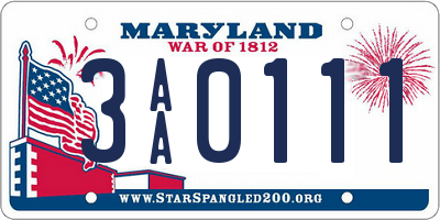 MD license plate 3AA0111