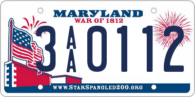 MD license plate 3AA0112