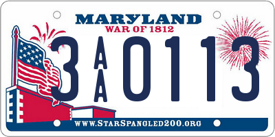 MD license plate 3AA0113