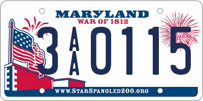 MD license plate 3AA0115