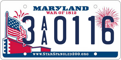 MD license plate 3AA0116