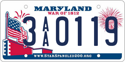 MD license plate 3AA0119