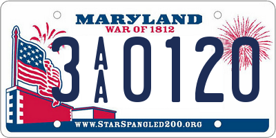 MD license plate 3AA0120