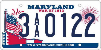 MD license plate 3AA0122