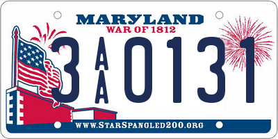 MD license plate 3AA0131