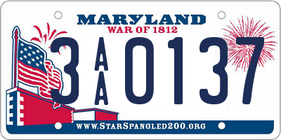 MD license plate 3AA0137