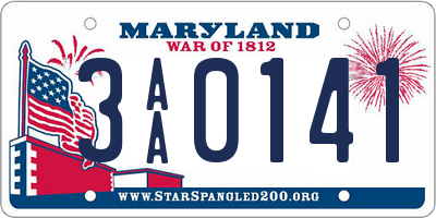 MD license plate 3AA0141