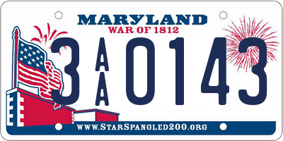 MD license plate 3AA0143