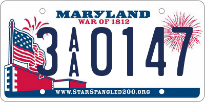 MD license plate 3AA0147