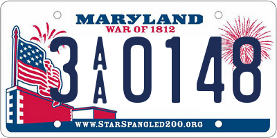 MD license plate 3AA0148