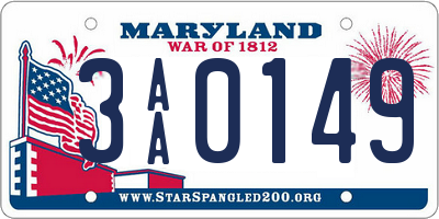 MD license plate 3AA0149