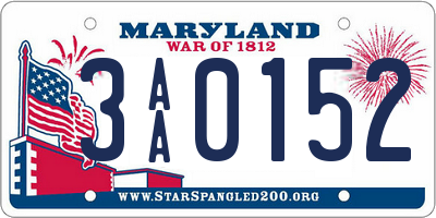 MD license plate 3AA0152