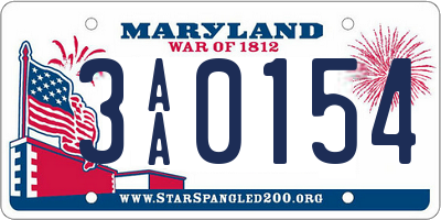 MD license plate 3AA0154