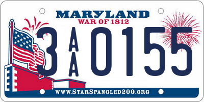MD license plate 3AA0155