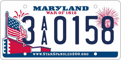 MD license plate 3AA0158