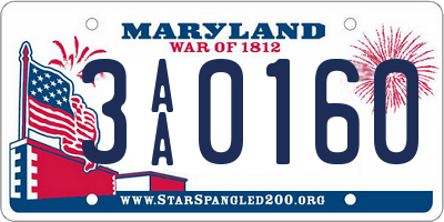 MD license plate 3AA0160