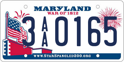 MD license plate 3AA0165