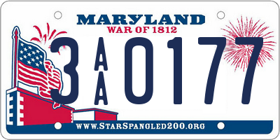 MD license plate 3AA0177