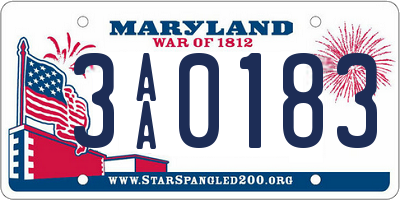 MD license plate 3AA0183