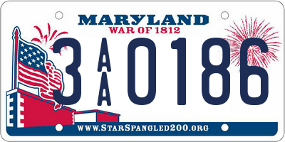 MD license plate 3AA0186