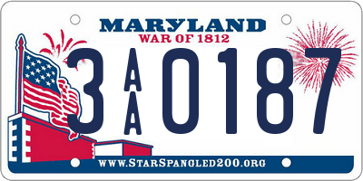 MD license plate 3AA0187