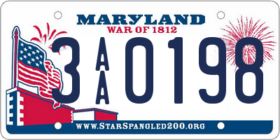 MD license plate 3AA0198