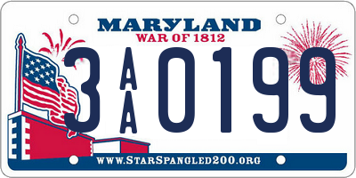 MD license plate 3AA0199