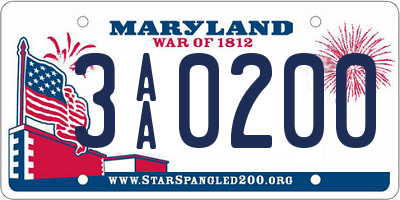 MD license plate 3AA0200