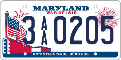 MD license plate 3AA0205