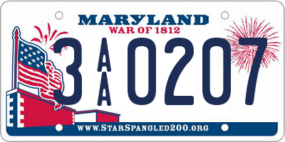 MD license plate 3AA0207
