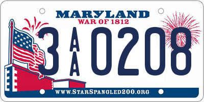 MD license plate 3AA0208