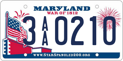 MD license plate 3AA0210