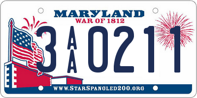 MD license plate 3AA0211