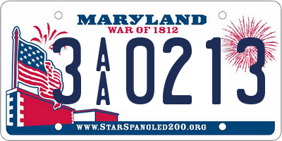 MD license plate 3AA0213